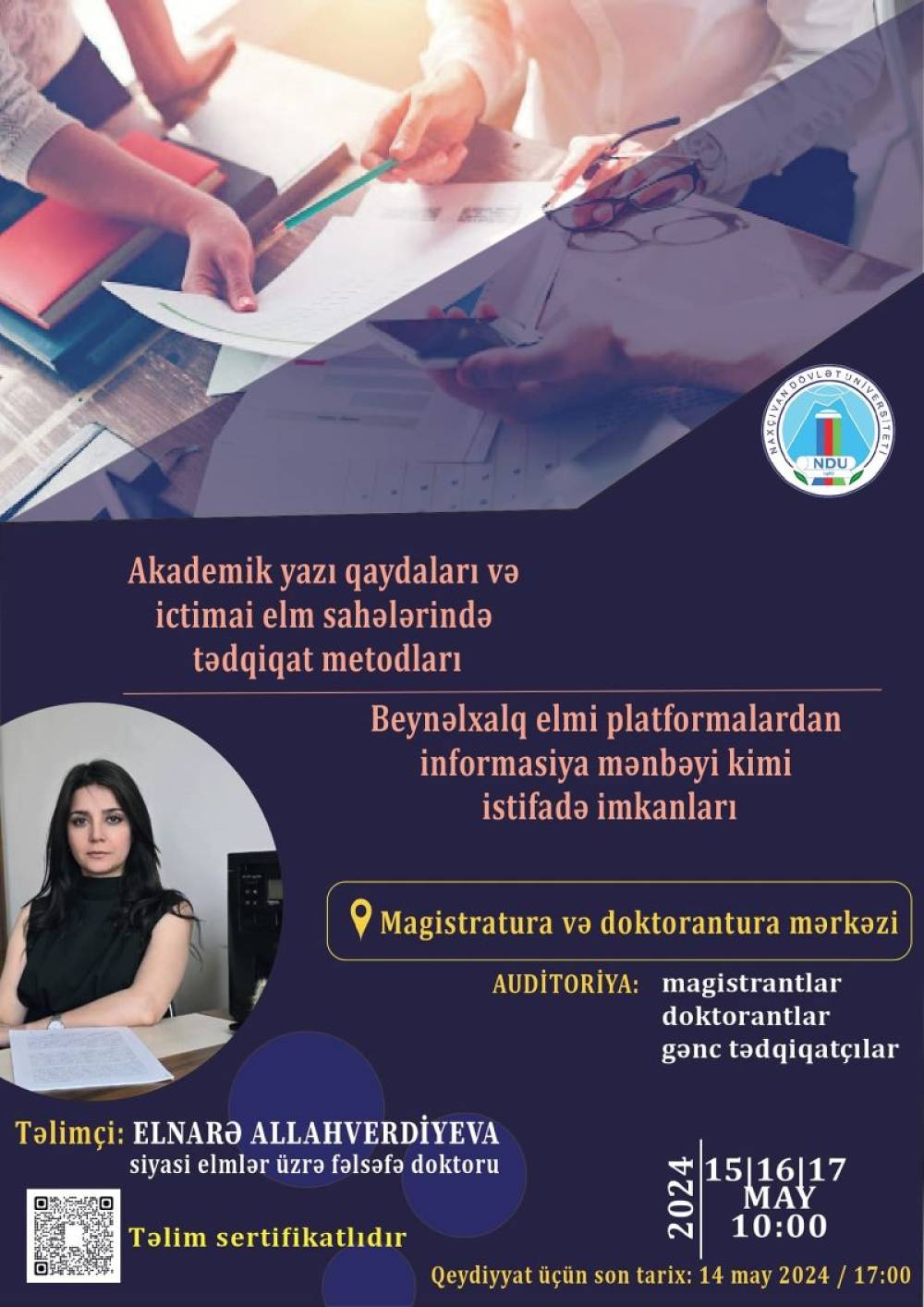 NDU-da magistrantlar,doktorantlar və gənc tədqiqatçılar üçün təlim